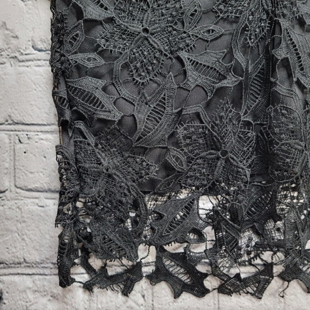 Zara Black Lace V Neck Cap Sleeve Blouse Size S - Picture 5 of 10